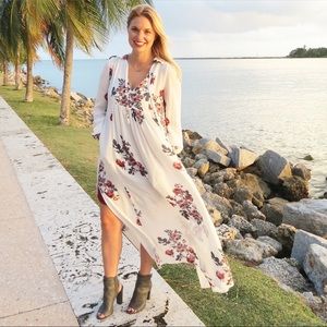 Floral maxi sheer overlay dress